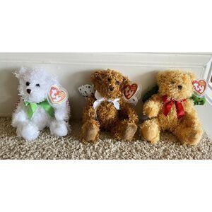 TY Beanie Babies JOY JOYFUL And JOYOUS the ANGEL Christmas Bears NWT, Protectors